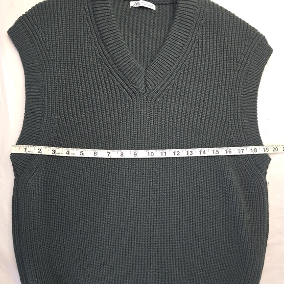 Zara Sweater Vest Hunter Green Preppy Academia Relaxed Oversized Pullover Medium - Picture 9 of 12